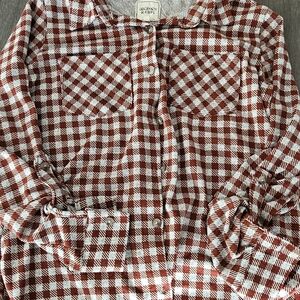 Aoodshi Rebel Red and White Plaid Button-Up Shirt